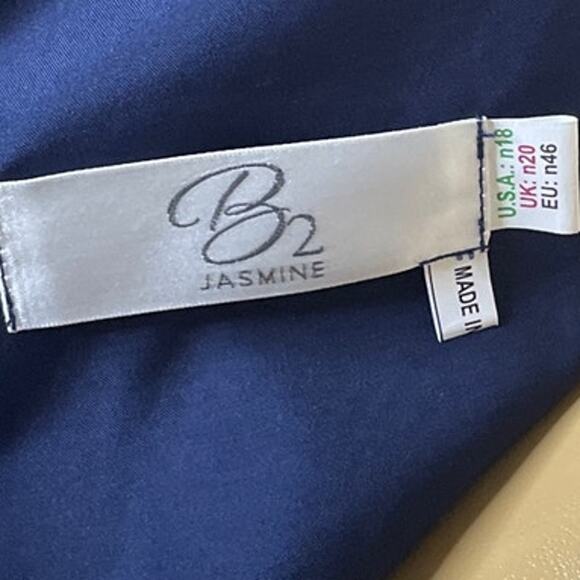 B2 Jasmine Long V-neck Halter Sequin Bridesmaid Dress Gown Midnight Blue Size 18 - Picture 8 of 11